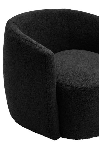 Orsina Montreal Black Boucle Curved Swivel Lounge Chair