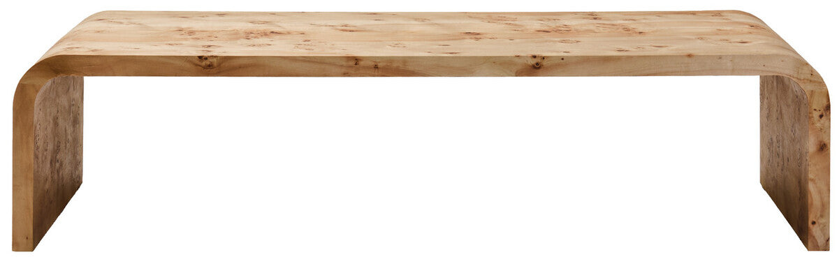 Orsina Mota Natural Burl Wood Curved Coffee Table – Japandi Style