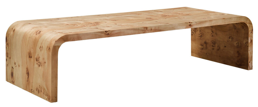 Orsina Mota Natural Burl Wood Curved Coffee Table – Japandi Style