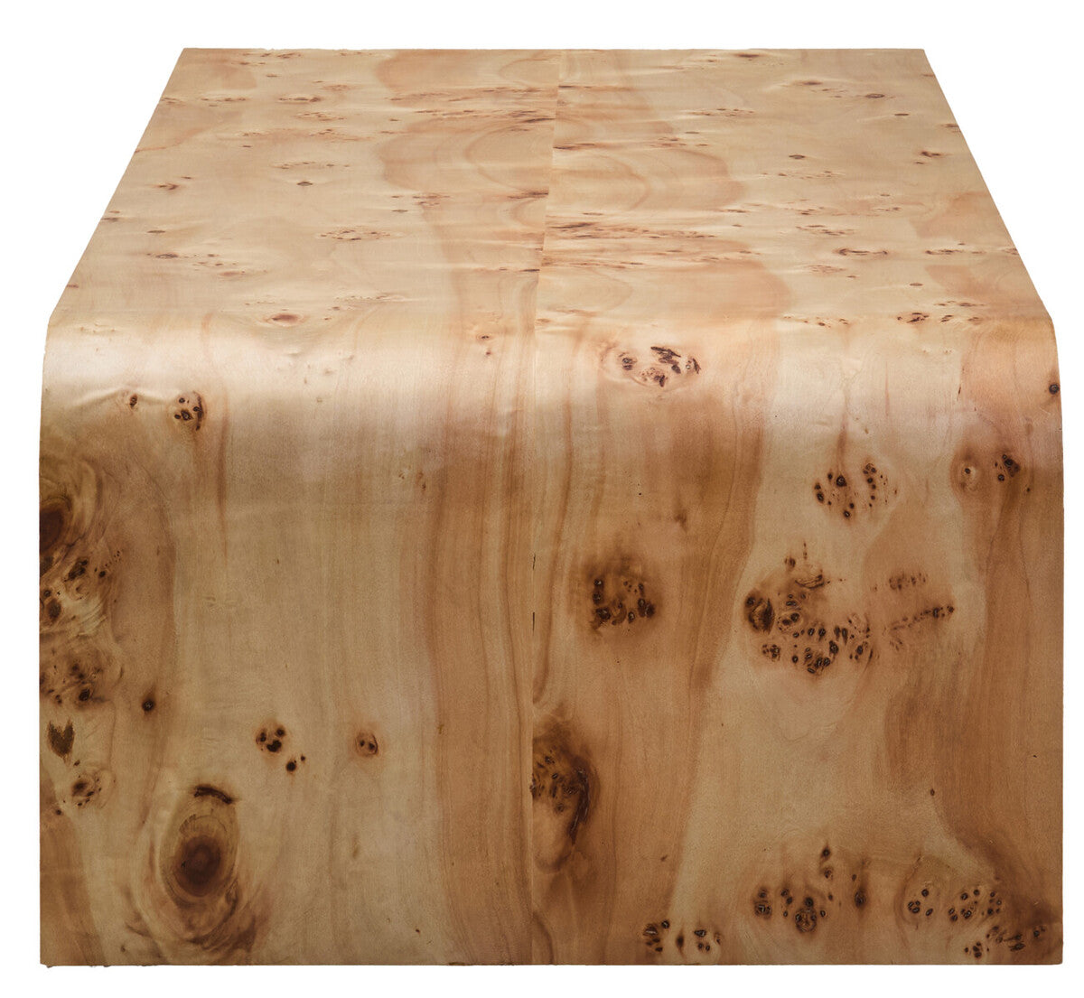 Orsina Mota Natural Burl Wood Curved Coffee Table – Japandi Style