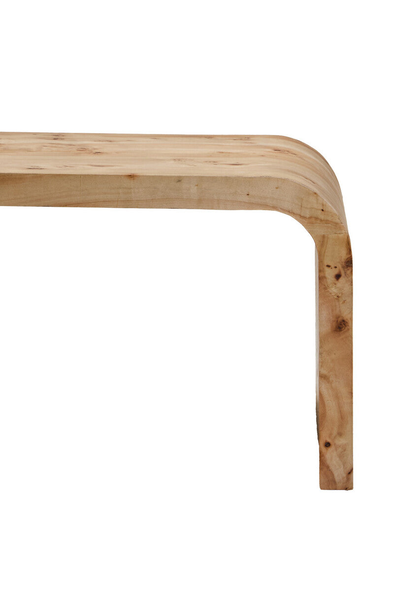 Orsina Mota Natural Burl Wood Curved Coffee Table – Japandi Style
