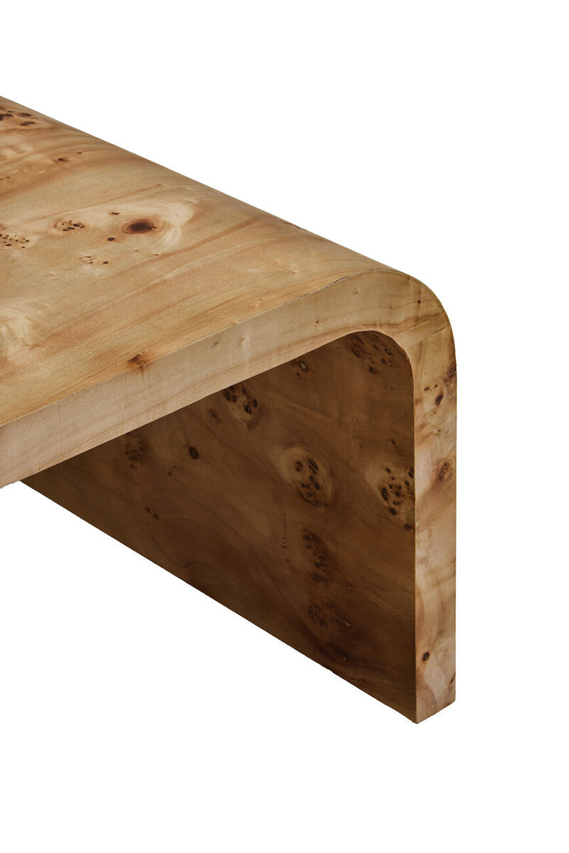 Orsina Mota Natural Burl Wood Curved Coffee Table – Japandi Style