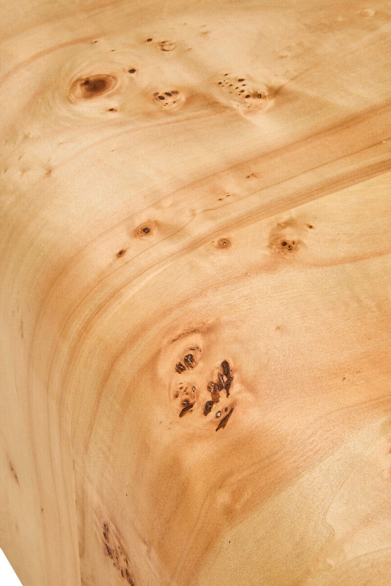 Orsina Mota Natural Burl Wood Curved Coffee Table – Japandi Style
