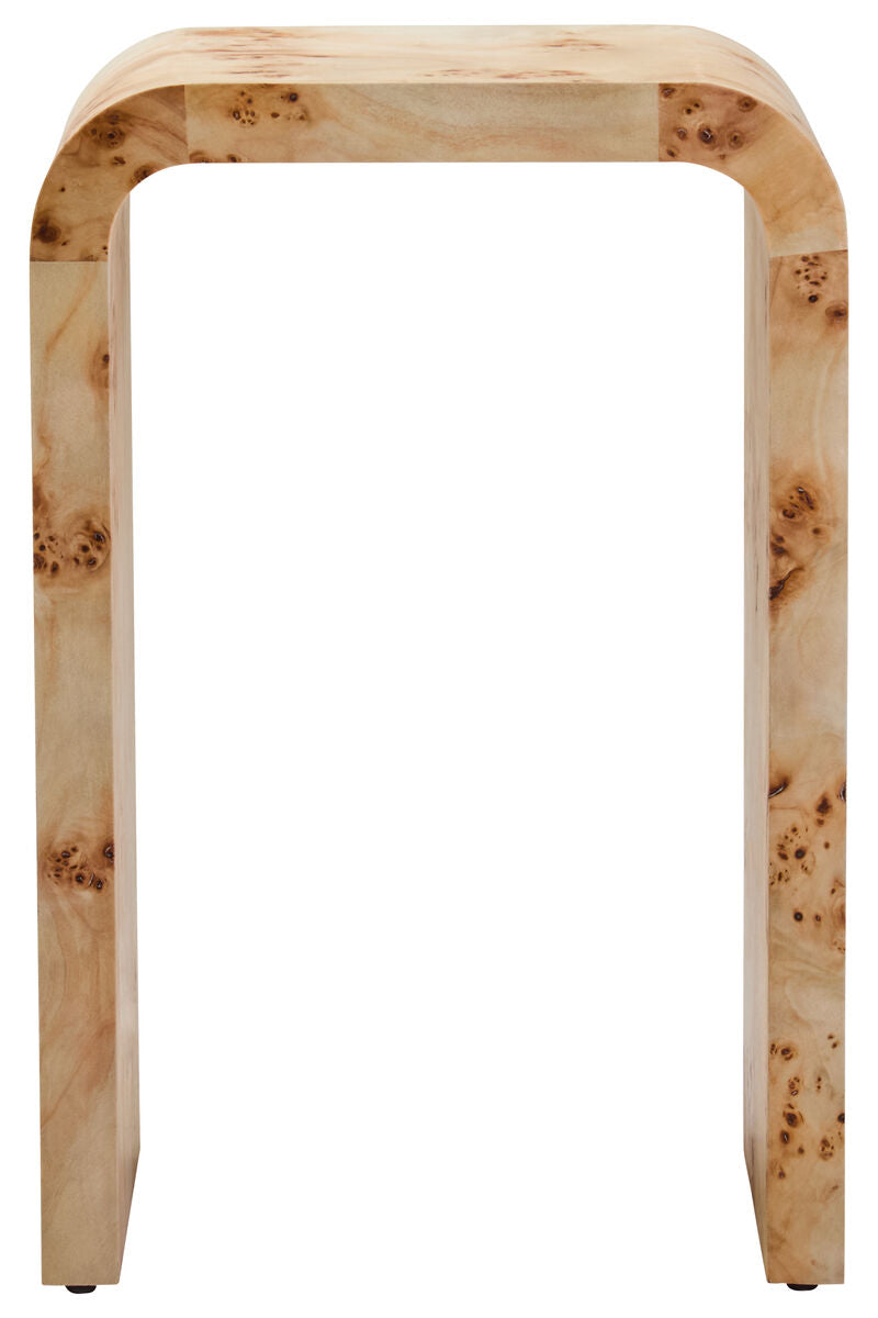 Orsina Mota Burl Wood Curved Side Table – Natural Modern End Table