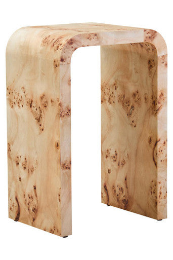 Orsina Mota Burl Wood Curved Side Table – Natural Modern End Table