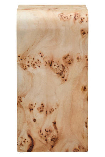 Orsina Mota Burl Wood Curved Side Table – Natural Modern End Table