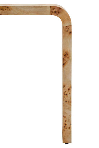 Orsina Mota Burl Wood Curved Side Table – Natural Modern End Table