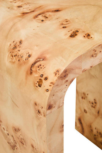 Orsina Mota Burl Wood Curved Side Table – Natural Modern End Table
