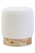 Orsina Mota Round Stool – Burl Wood and Cream Boucle Ottoman