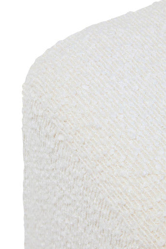 Orsina Mota Square Stool – Cream Boucle and Burl Wood Accent Ottoman