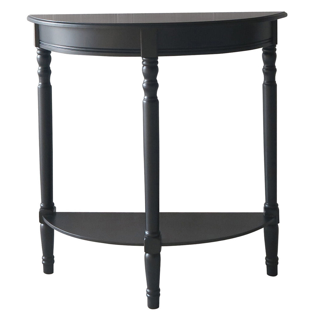 Orsina Heritage Black Pine Wood Half Moon Console Table with Shelf