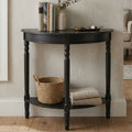 Orsina Heritage Black Pine Wood Half Moon Console Table with Shelf