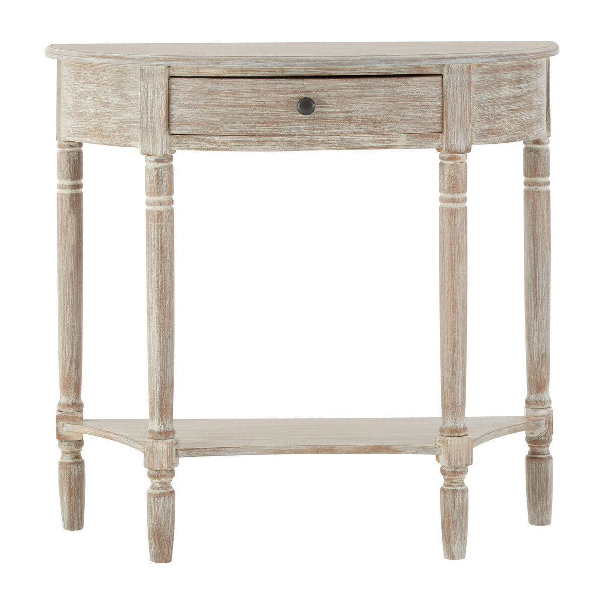 Orsina Heritage Half Moon Pine Wood Console Table with Drawer - Grey