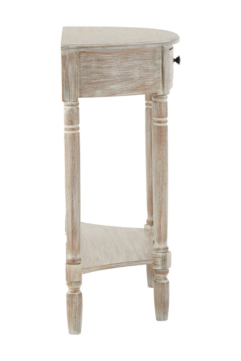 Orsina Heritage Half Moon Pine Wood Console Table with Drawer - Grey