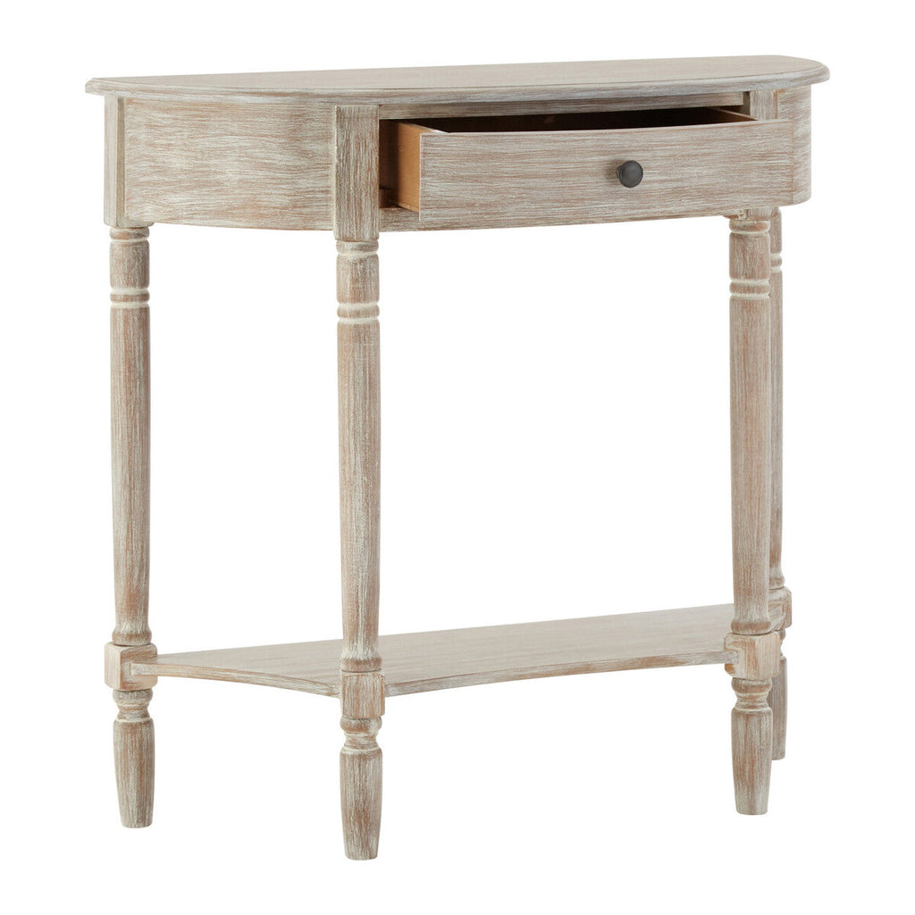 Orsina Heritage Half Moon Pine Wood Console Table with Drawer - Grey