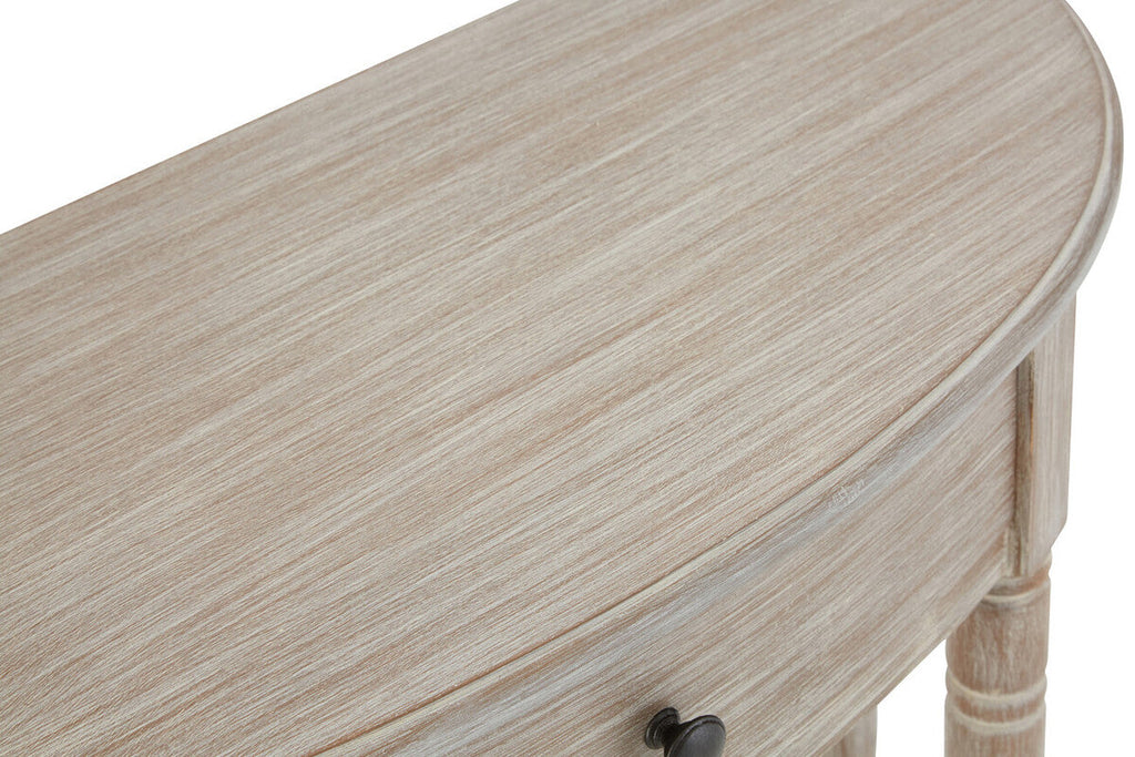 Orsina Heritage Half Moon Pine Wood Console Table with Drawer - Grey