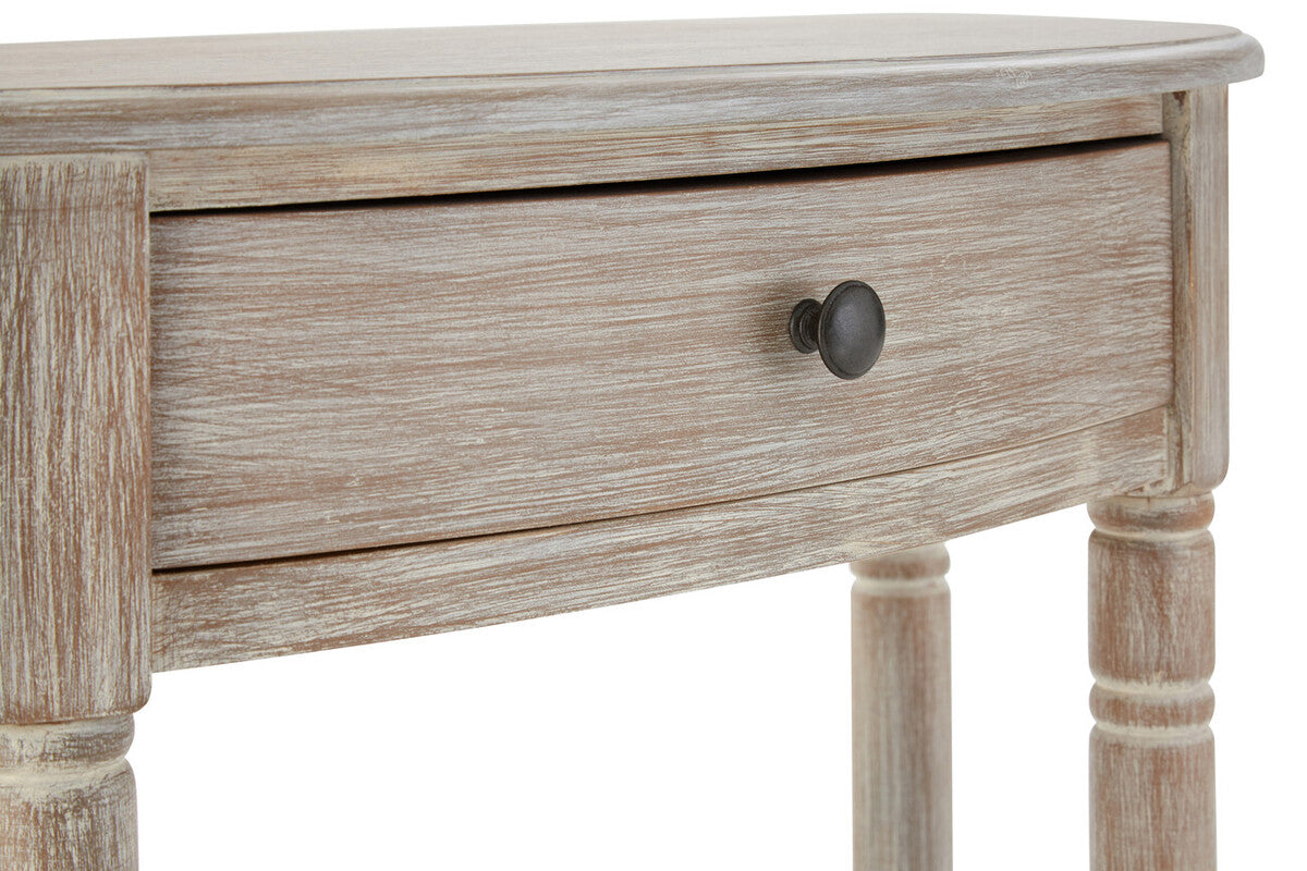 Orsina Heritage Half Moon Pine Wood Console Table with Drawer - Grey