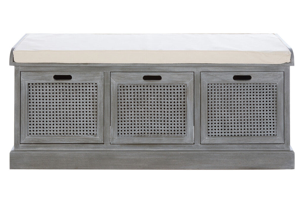 Orsina Heritage Grey Storage Bench – 3 Drawer Hallway Seat with Cushion