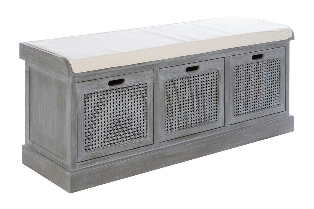Orsina Heritage Grey Storage Bench – 3 Drawer Hallway Seat with Cushion