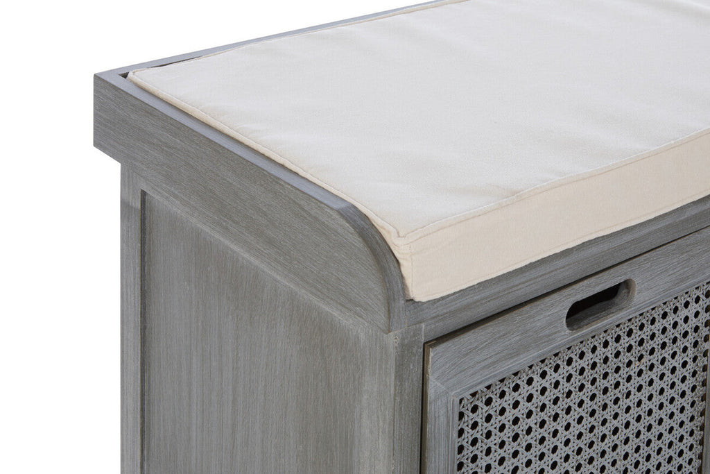 Orsina Heritage Grey Storage Bench – 3 Drawer Hallway Seat with Cushion