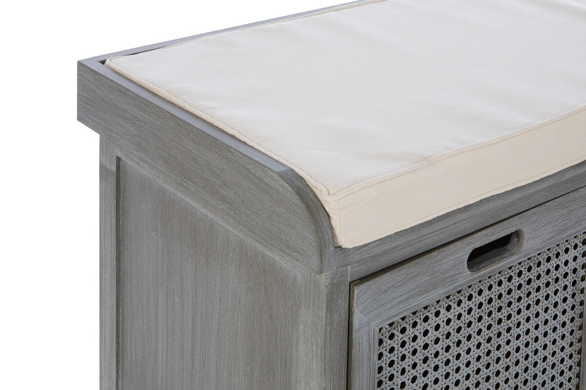 Orsina Heritage Grey Storage Bench – 3 Drawer Hallway Seat with Cushion