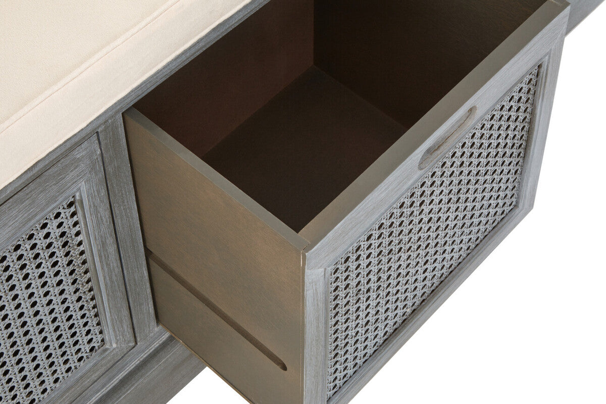 Orsina Heritage Grey Storage Bench – 3 Drawer Hallway Seat with Cushion