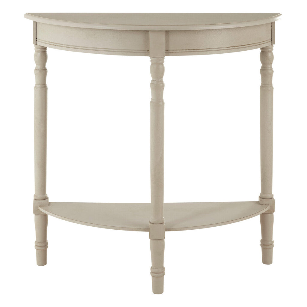 Orsina Heritage Grey Pine Wood Half Moon Console Table with Shelf