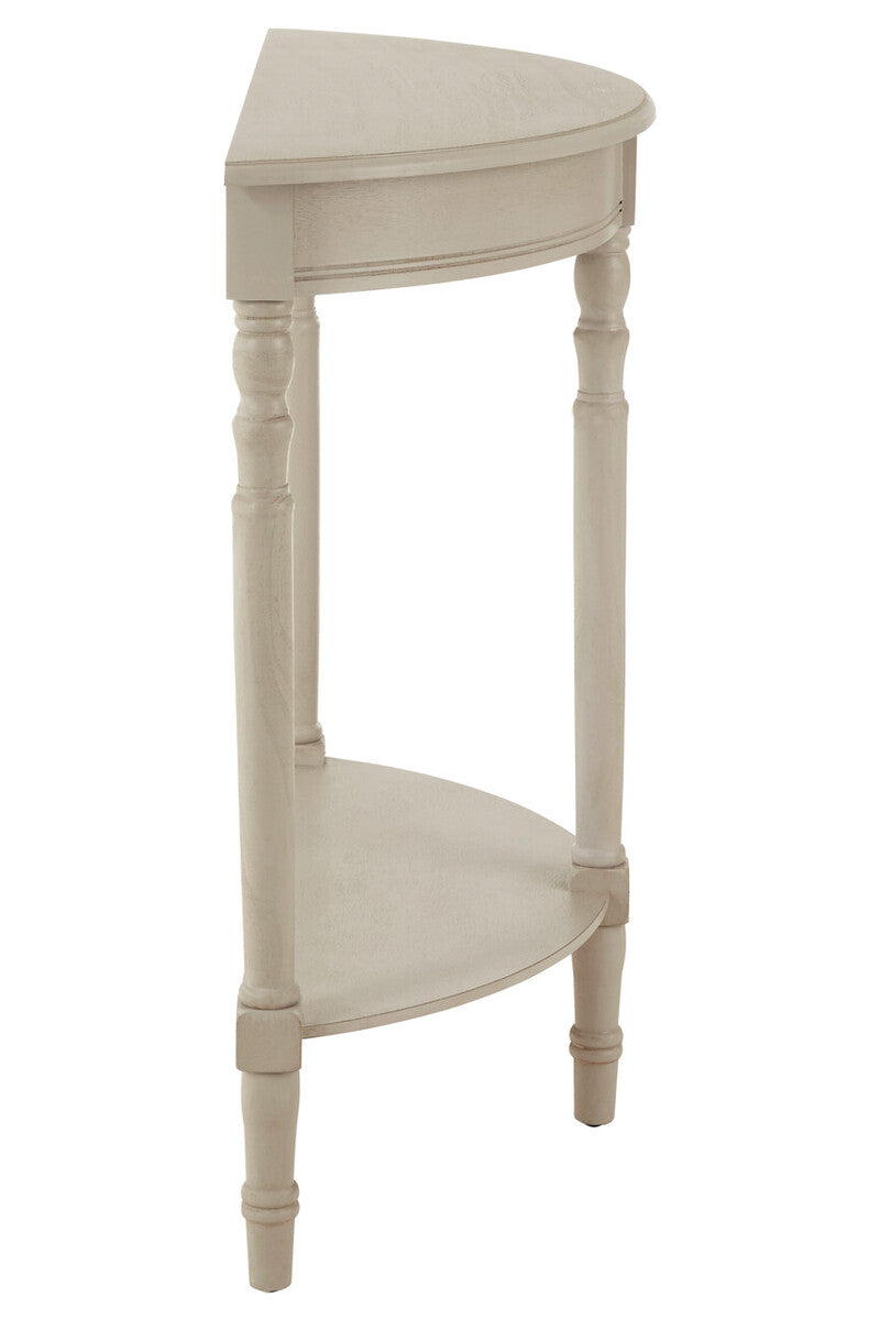 Orsina Heritage Grey Pine Wood Half Moon Console Table with Shelf