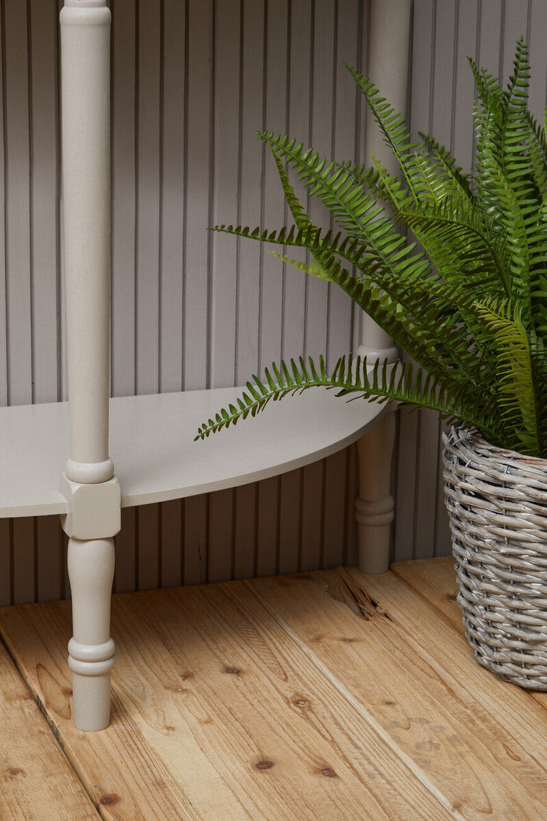 Orsina Heritage Grey Pine Wood Half Moon Console Table with Shelf