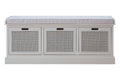 Orsina Heritage White Storage Bench with 3 Drawers and Cushion