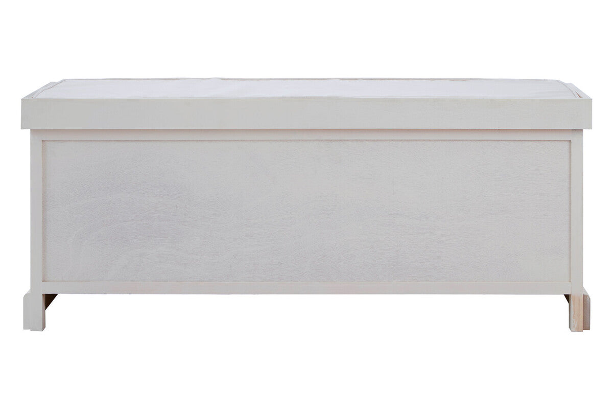 Orsina Heritage White Storage Bench with 3 Drawers and Cushion