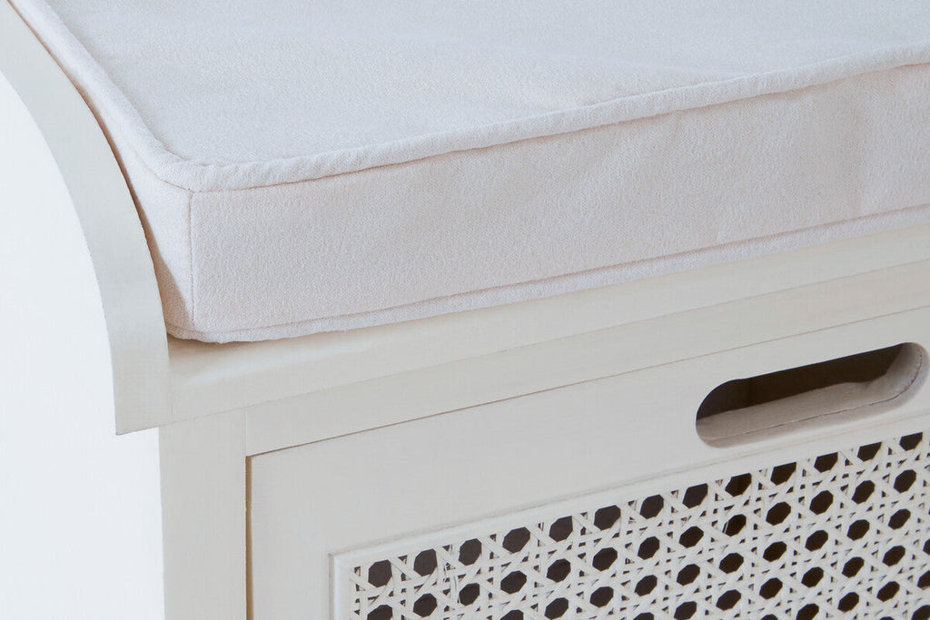 Orsina Heritage White Storage Bench with 3 Drawers and Cushion
