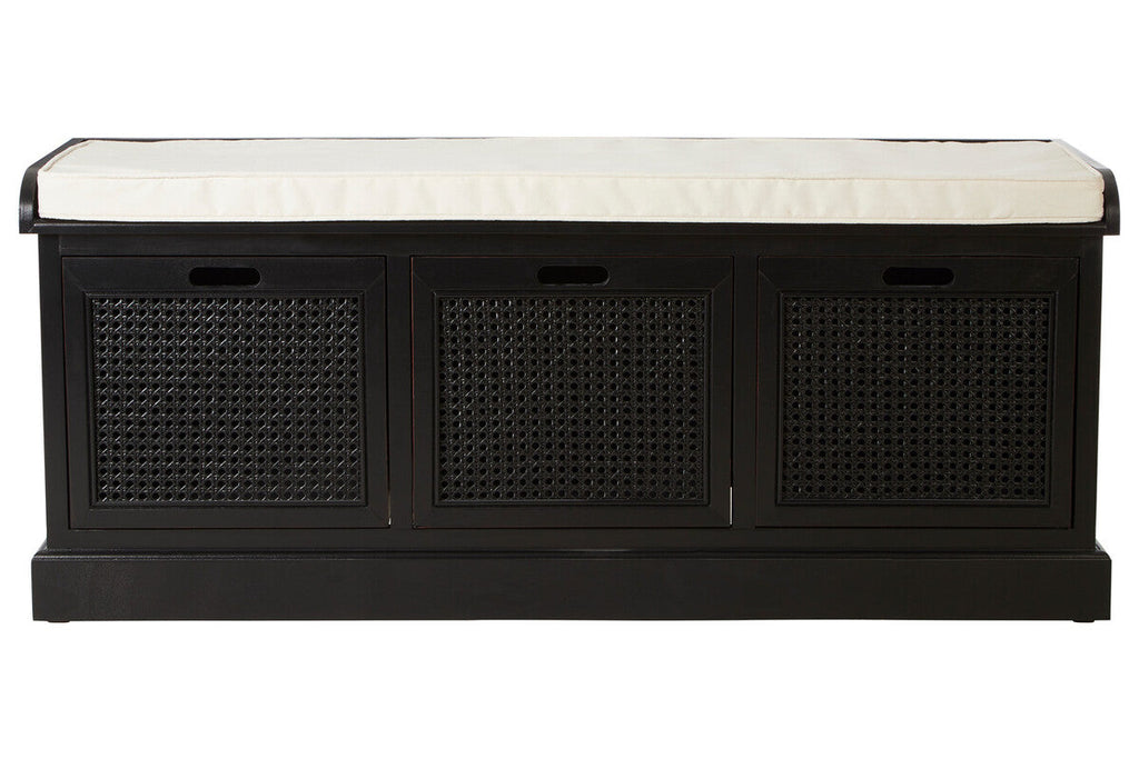 Orsina Heritage Black 3-Drawer Storage Bench with Cushioned Seat