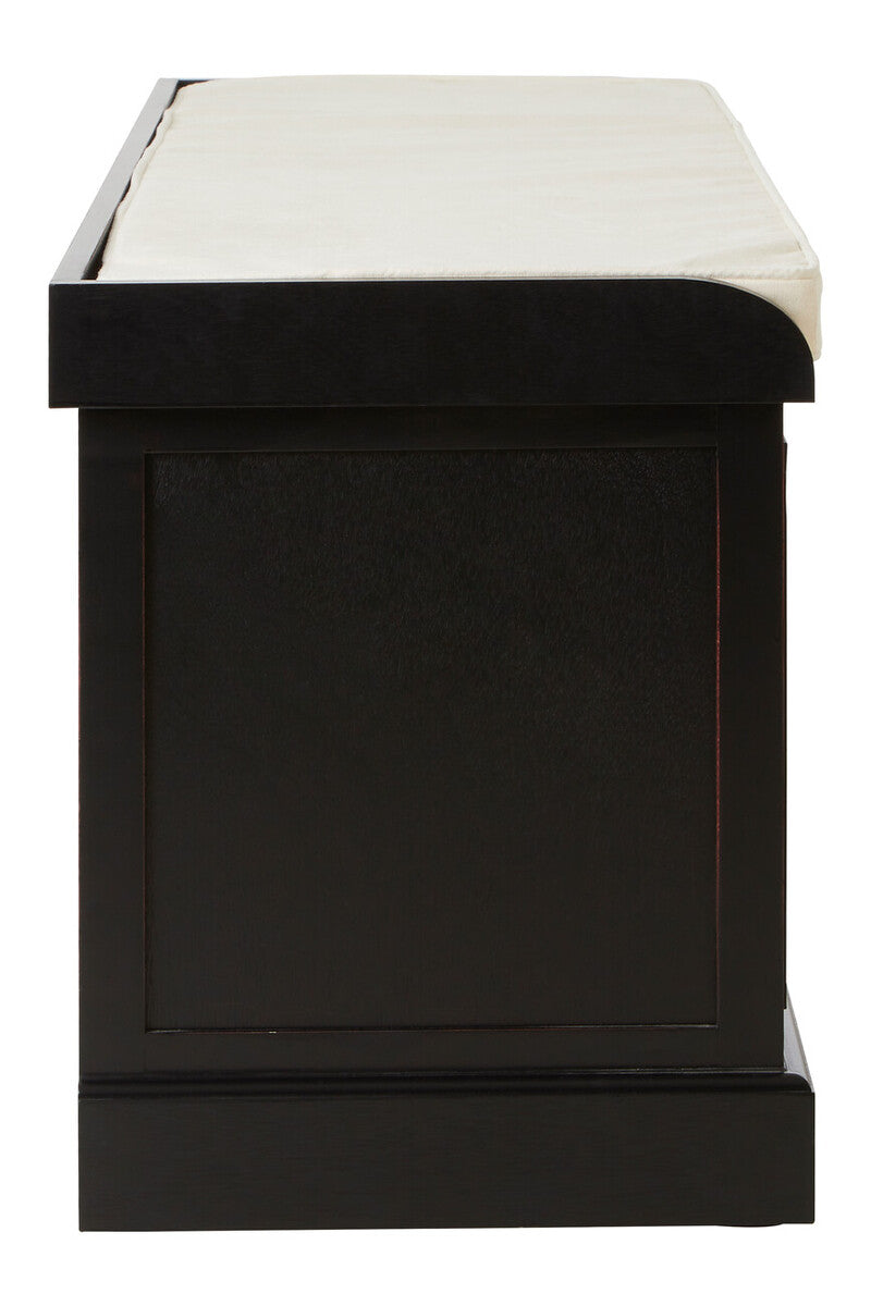 Orsina Heritage Black 3-Drawer Storage Bench with Cushioned Seat