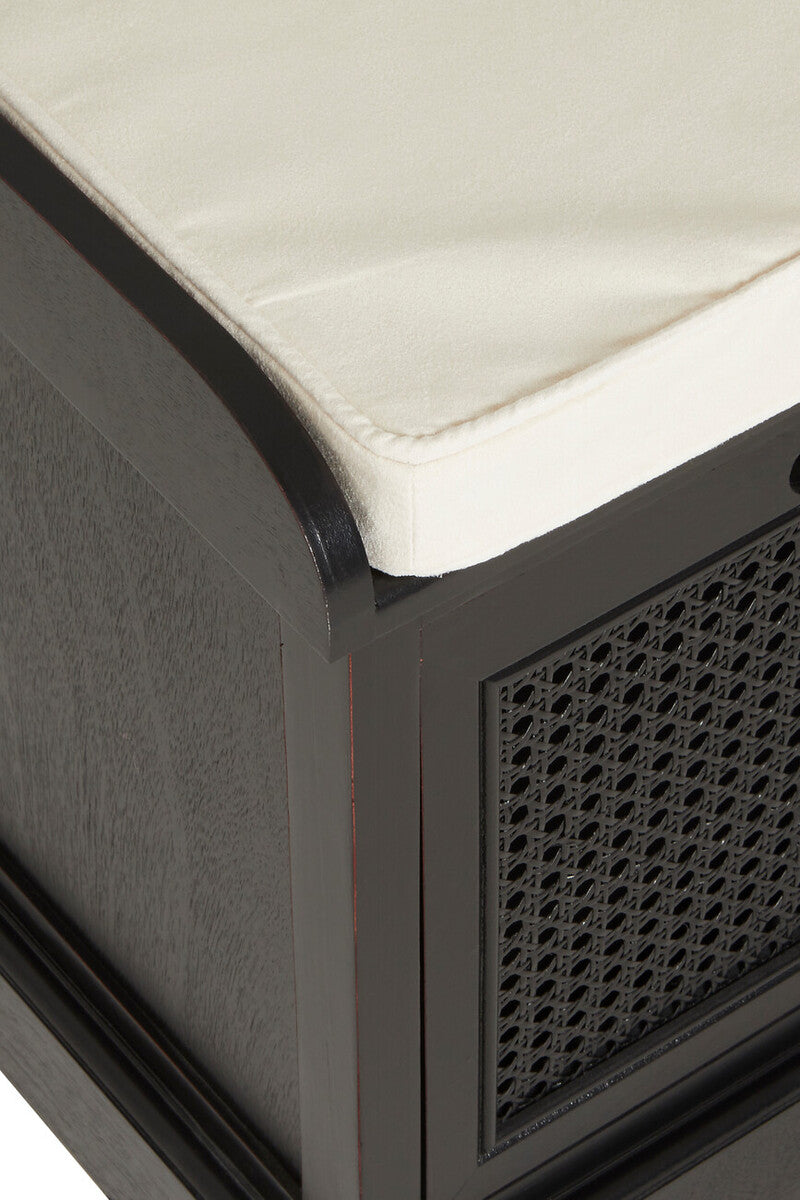 Orsina Heritage Black 3-Drawer Storage Bench with Cushioned Seat