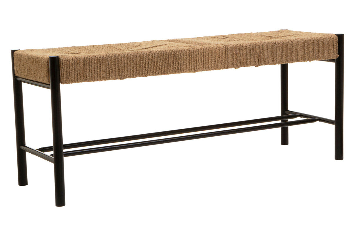 Orsina Bandar Large Woven Bench – Natural Hemp and Black Beech Wood