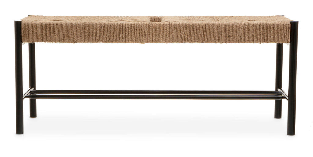 Orsina Bandar Large Woven Bench – Natural Hemp and Black Beech Wood