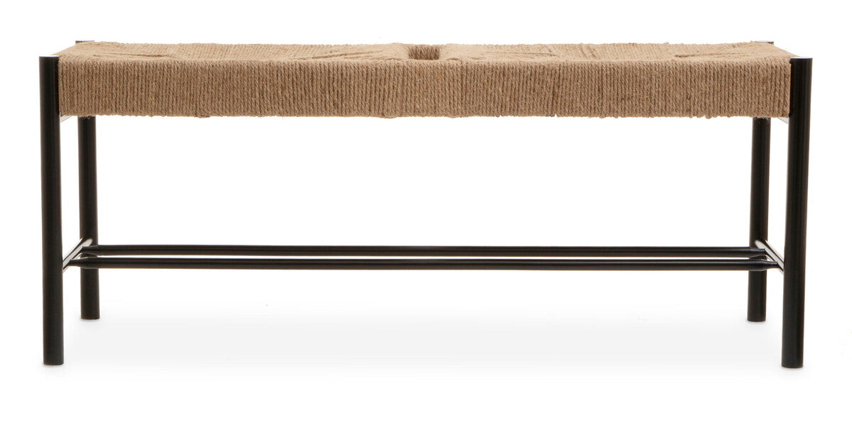 Orsina Bandar Large Woven Bench – Natural Hemp and Black Beech Wood