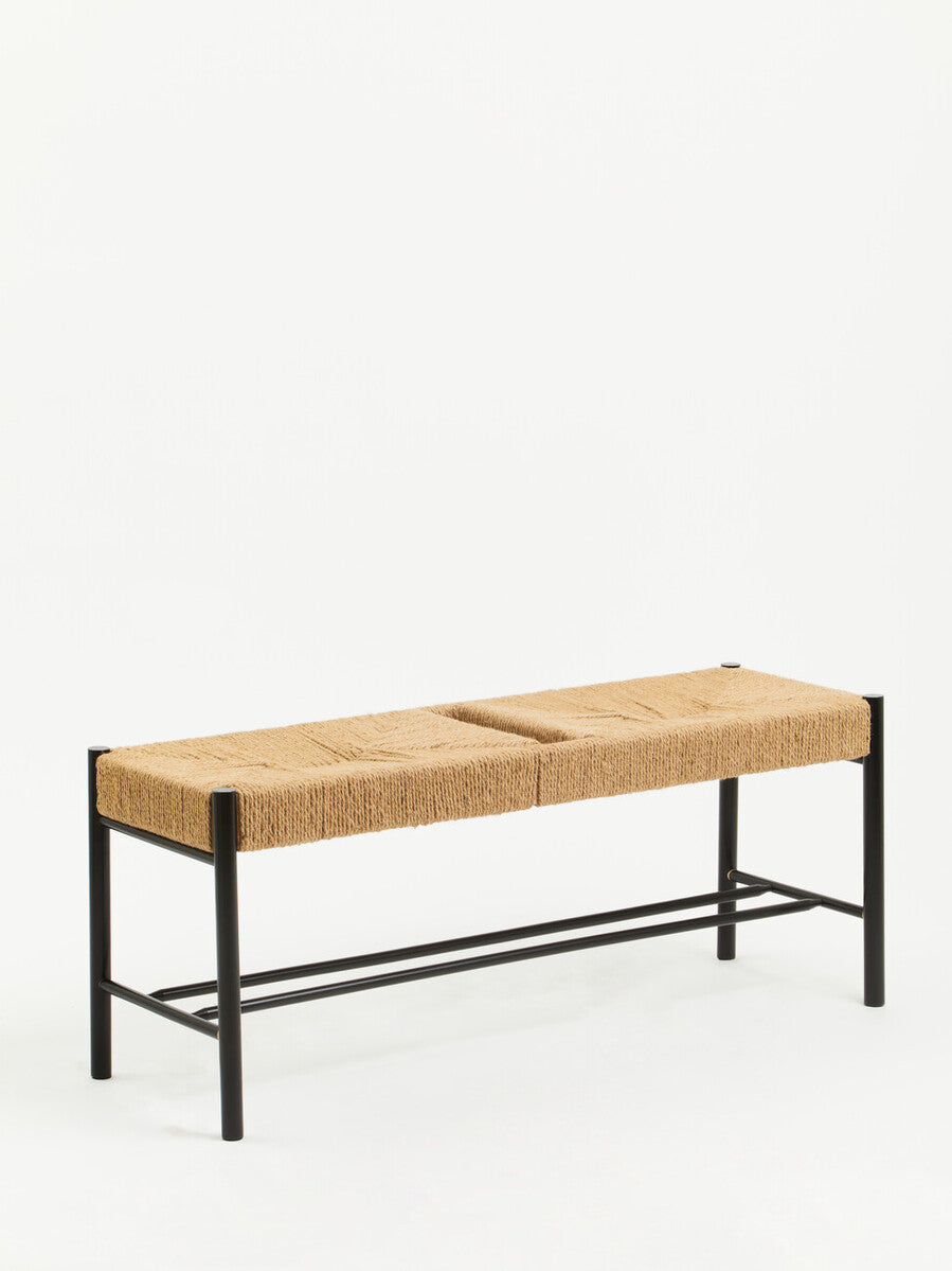 Orsina Bandar Large Woven Bench – Natural Hemp and Black Beech Wood