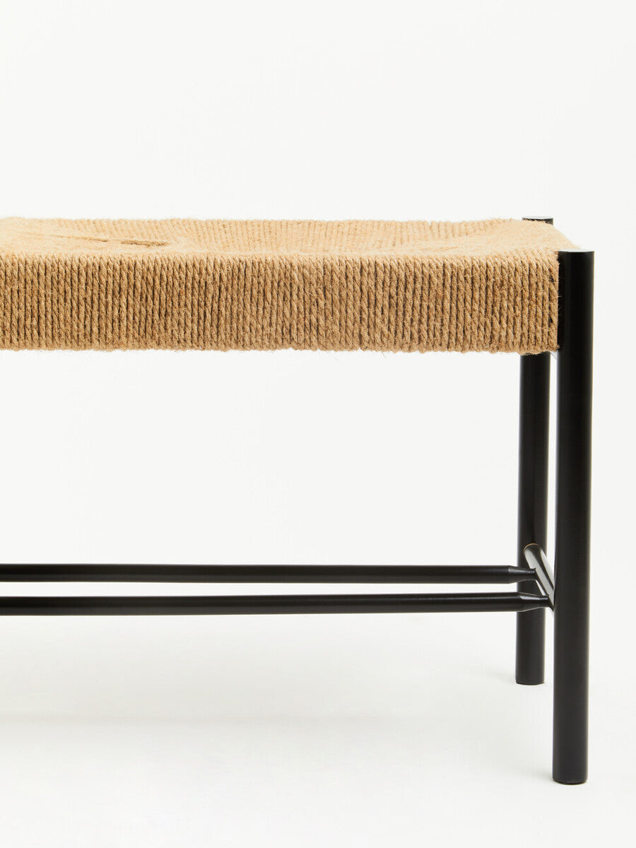 Orsina Bandar Large Woven Bench – Natural Hemp and Black Beech Wood