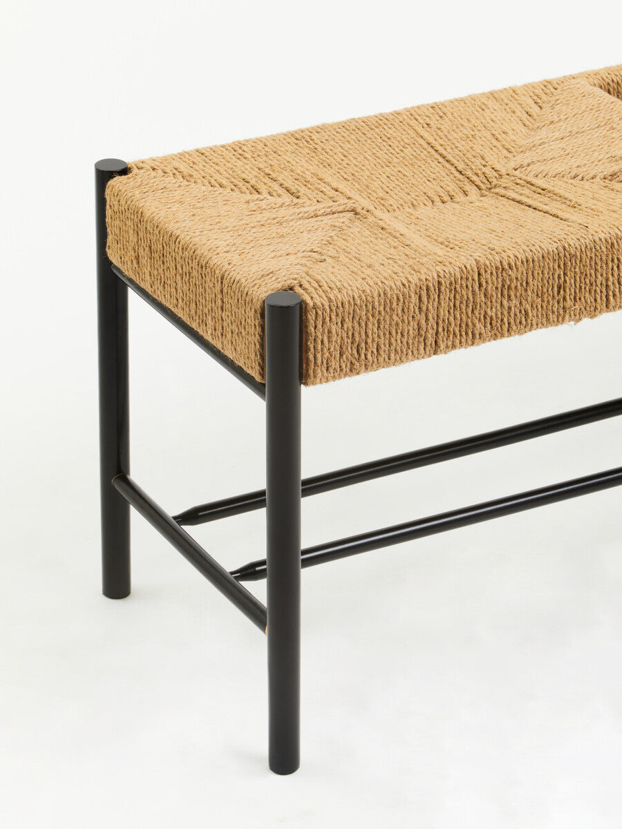 Orsina Bandar Large Woven Bench – Natural Hemp and Black Beech Wood