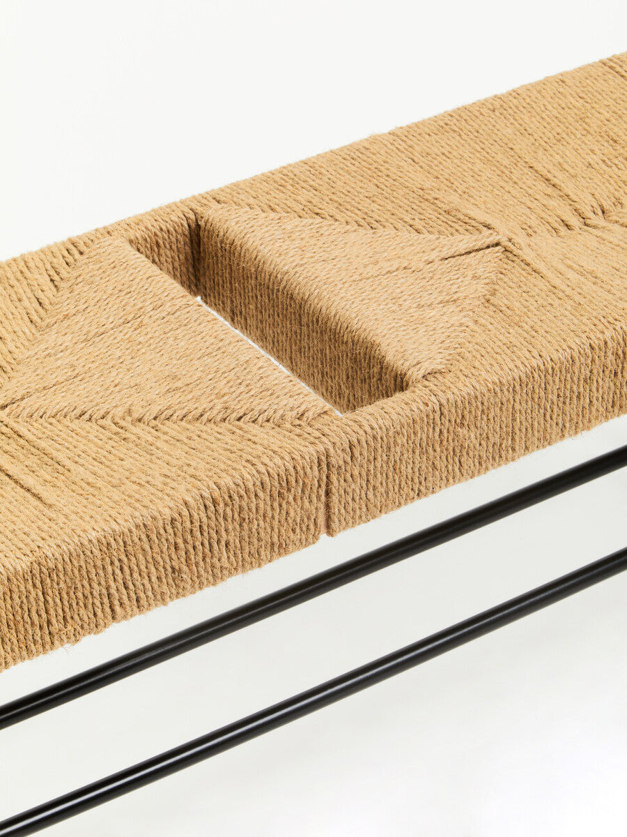 Orsina Bandar Large Woven Bench – Natural Hemp and Black Beech Wood