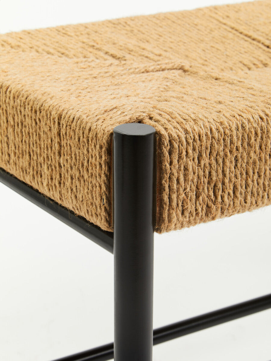 Orsina Bandar Large Woven Bench – Natural Hemp and Black Beech Wood