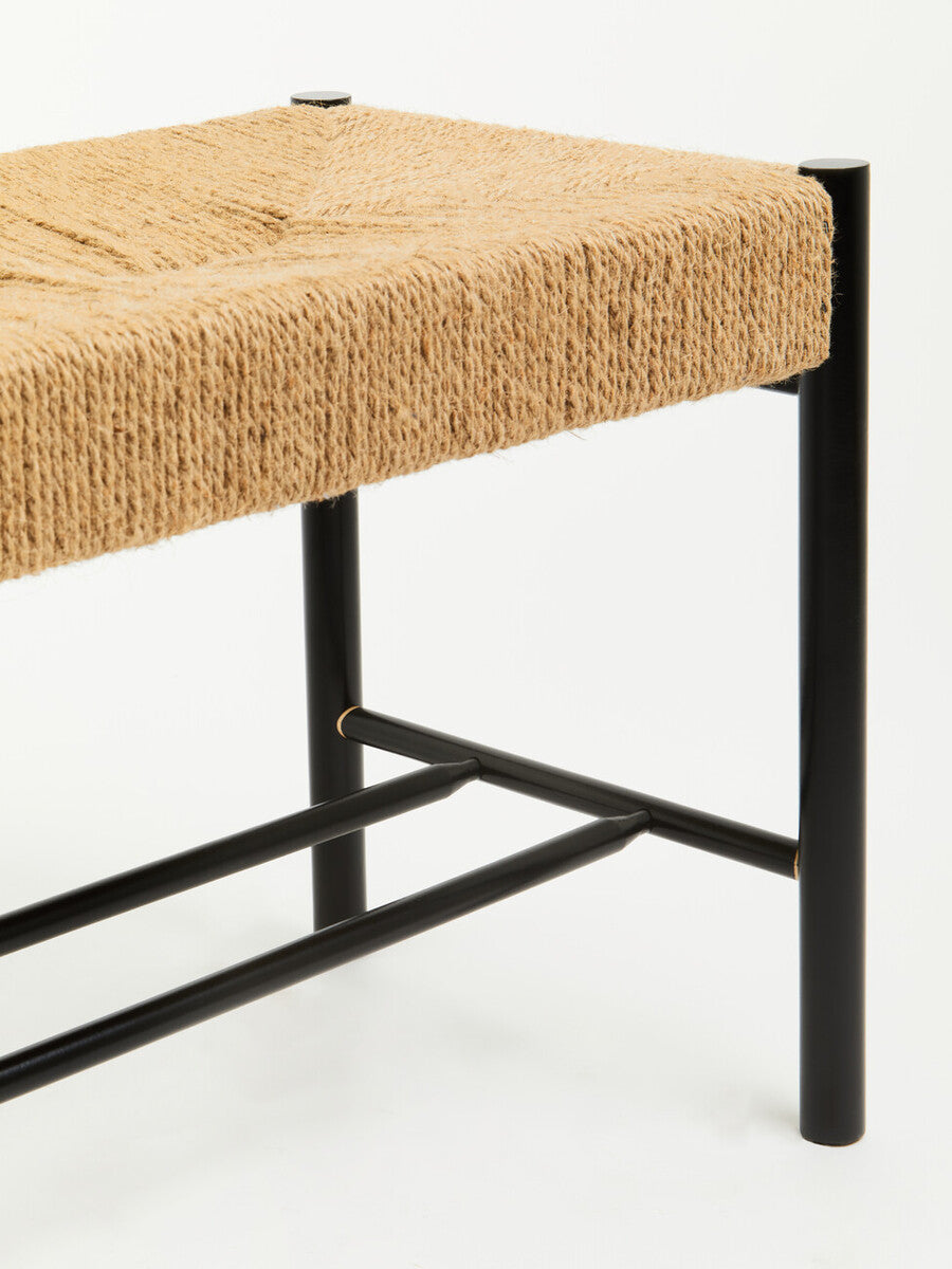 Orsina Bandar Large Woven Bench – Natural Hemp and Black Beech Wood