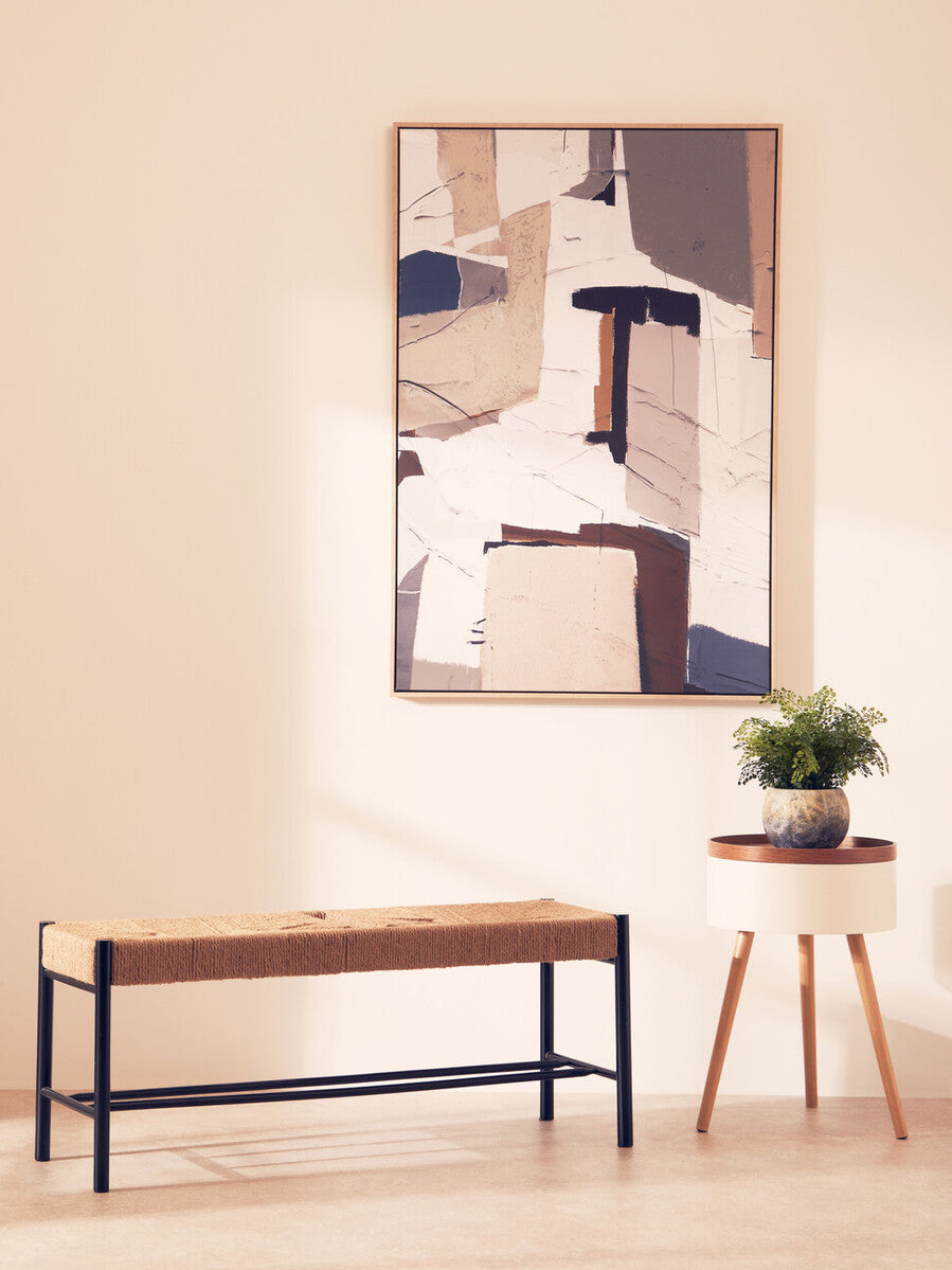 Orsina Bandar Large Woven Bench – Natural Hemp and Black Beech Wood
