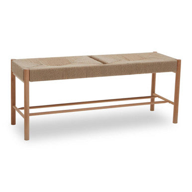Orsina Bandar Woven Rope Bench – Mid-Century Beechwood Entryway Seating