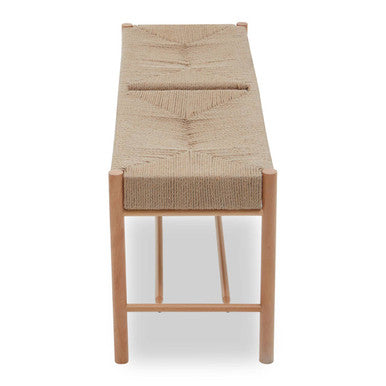Orsina Bandar Woven Rope Bench – Mid-Century Beechwood Entryway Seating