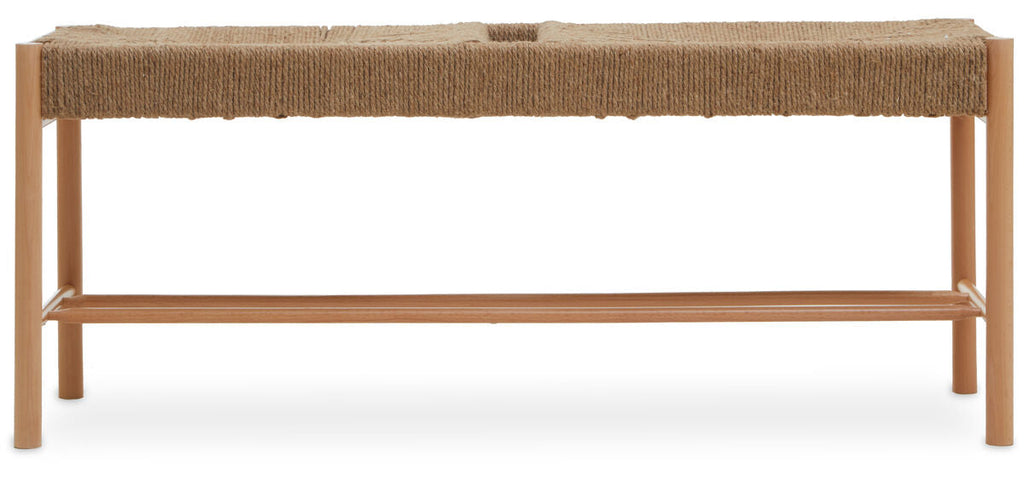Orsina Bandar Woven Rope Bench – Mid-Century Beechwood Entryway Seating
