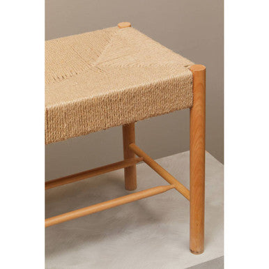 Orsina Bandar Woven Rope Bench – Mid-Century Beechwood Entryway Seating