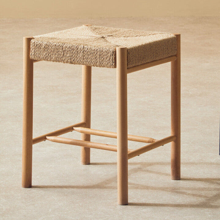Orsina Bandar Natural Rope and Beechwood Stool – Handwoven Counter Seat